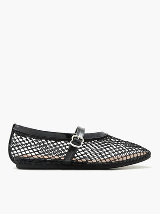 Olivia | Black Fishnet Flats