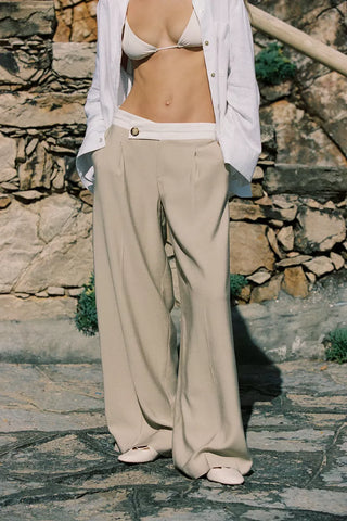 Selena | Beige Pantalon