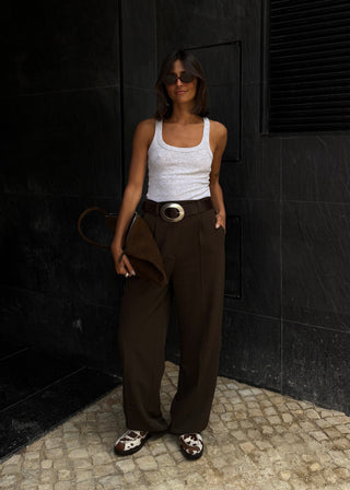 Elisa | Brown Tailored Trousers
