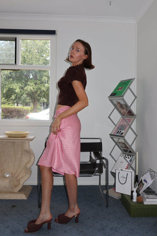 Becky | Pink Satin Skirt