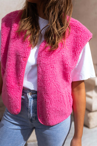 Clarissa | Pink Teddy Vest