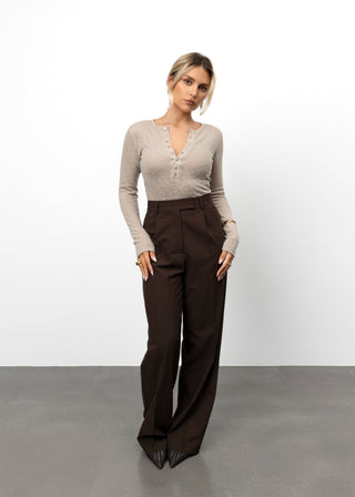 Elisa | Brown Tailored Trousers