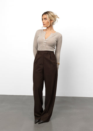 Elisa | Brown Tailored Trousers